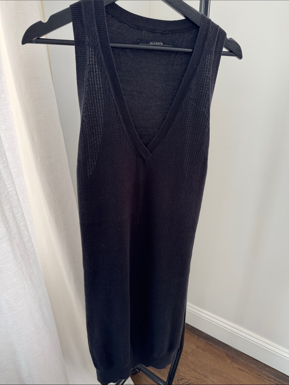 AllSaints Black V-Neck Knit Dress